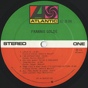 AOR LPレコード　Frannie Goldie Frannie Golde / Frannie Golde (LP) / Atlantic 1976 US