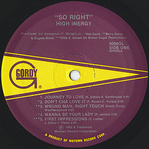 High Inergy / So Right(LP) / Gordy 1982 USオリジナル盤 EX/NM | Groovenut ...