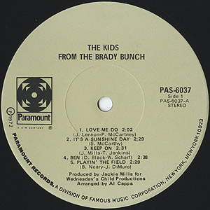 Brady Bunch / The Kids From The Brady Bunch(LP) / Paramount 1972 USオリジナル盤  VG/VG+ | Groovenut Records SOUL JAZZ FUNK 45 DISCO HIP HOP