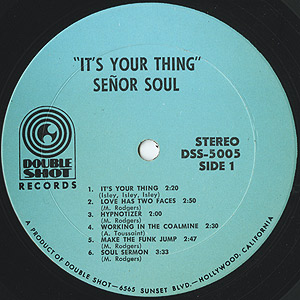 Senor Soul / It's Your Thing(LP) / Double Shot 1969 USオリジナル盤 VG+/EX- |  Groovenut Records SOUL JAZZ FUNK 45 DISCO HIP HOP