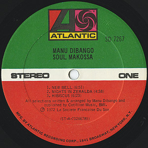 Manu Dibango / Soul Makossa(LP) / Atlantic 1972 USオリジナル盤 EX-/EX ...