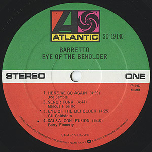 Ray Barretto / Eye Of The Beholder (LP) / Atlantic 1977 US