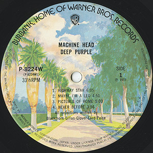 Deep Purple / Machine Head(LP) / Warner Bros 1974 日本盤 VG+/EX