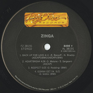 Zinga Washington / Zinga (LP) / My Disc 1982 USオリジナル盤 EX-/EX 
