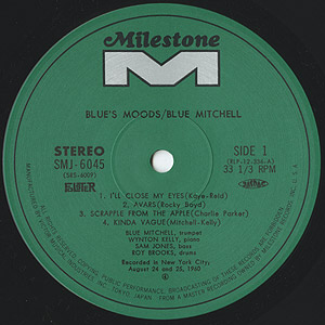 Blue Mitchell / Blue's Mood (LP) / Milestone 1974 日本盤 EX-/NM