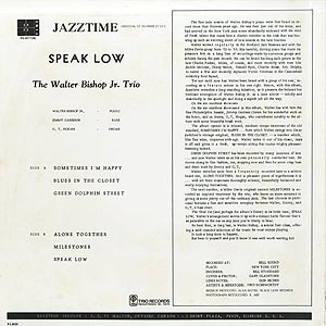 Walter Bishop Jr / Speak Low (LP) / Jazztime 1975 日本盤 EX-/EX