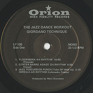 Gus Giordano / The Jazz Dance Workout Giordano Technique(LP) / Orion US ...