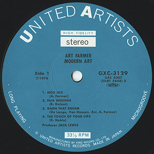 Art Farmer / Modern Art (LP) / United Artists 1976 日本盤 EX/EX